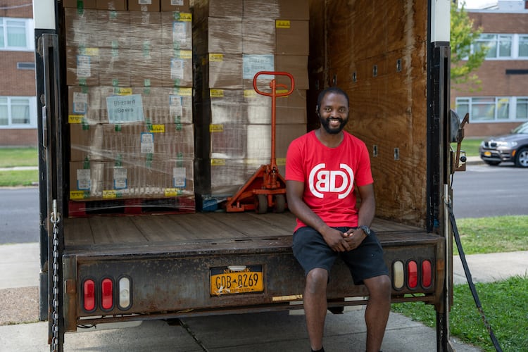 Dezmond in the back of a truck