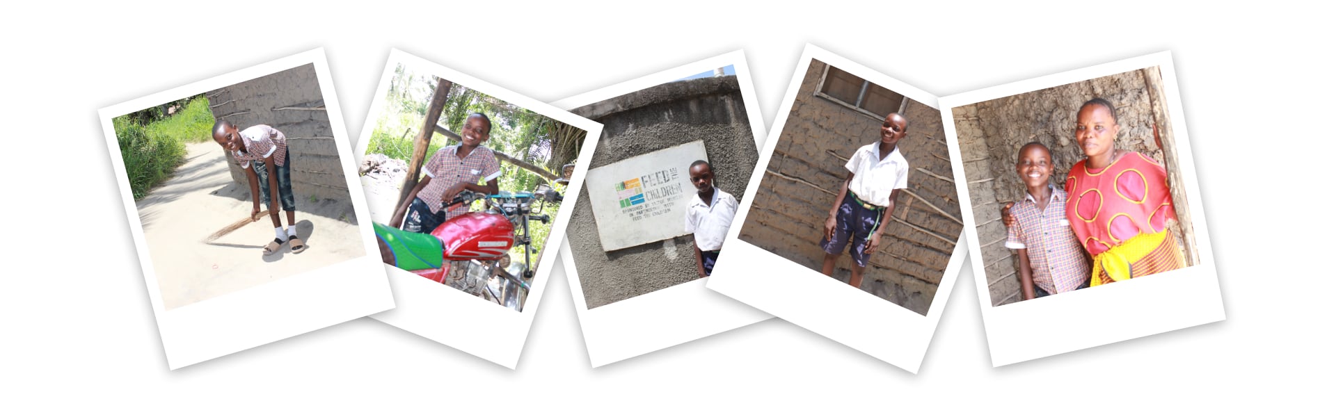 Polaroid style photos of a boy in Africa