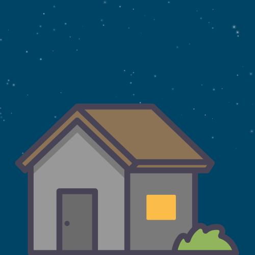 House with a sleeping "Z" above it.