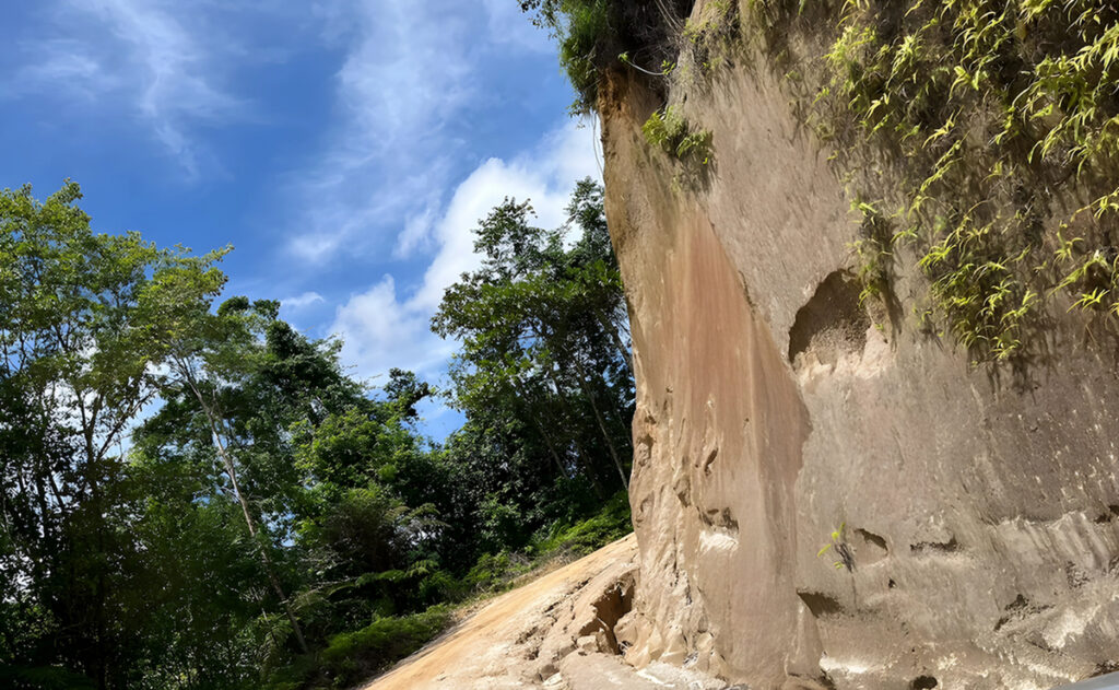 Rockside along a gravel road